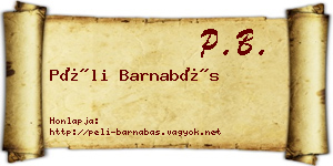 Péli Barnabás névjegykártya